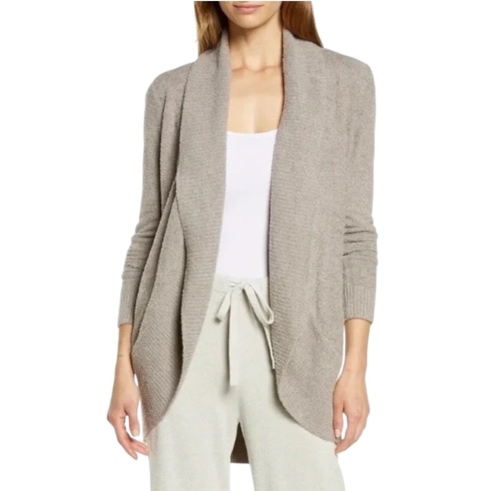 Barefoot Dreams Sweater Women Large Gray CozyChic Lite Circle Cardigan Lounge